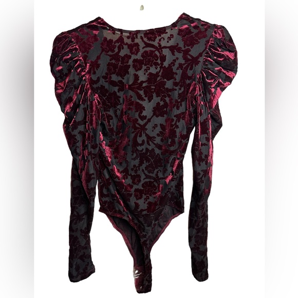 NWT Intimately Free People Magic Hour Velvet Bodysuit Burgundy holiday b… - Picture 7 of 10